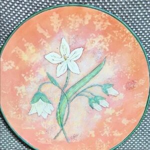 Bobs Pottery Pie Plate Romance N Blooms Lily Flowers Artist Karen Hillard Good